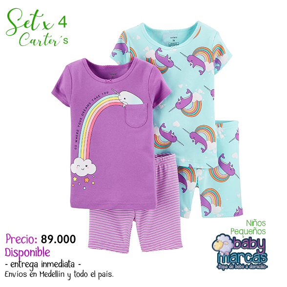 Set X 4 Piezas Pijamas Narvales