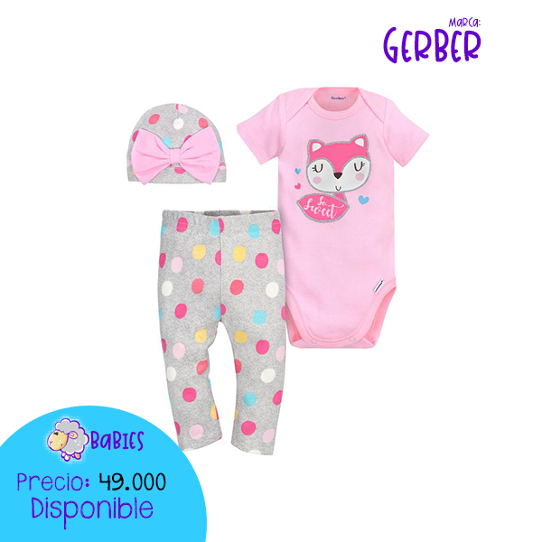 3-Piece Girls Fox Bodysuit & Pant Set